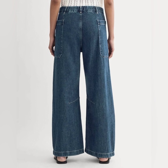Everlane the gardener denim pull-on jeans plus size 33 barrel leg dark wash - Picture 3 of 11